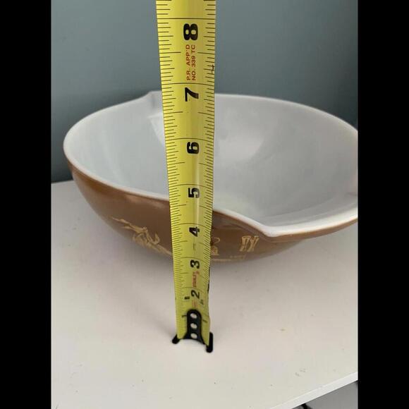 PYREX 444 Early American Cinderella Nesting Mixing Bowl 4 Qt Brown Gold Vintage - Picture 13 of 15